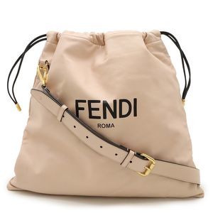 Fendi Slim Clutch Medium Logo Shoulder Bag Diagonal Gusseted Drawstring Leather
